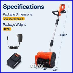 10'' Cordless Snow Shovel 20V Battery Powered Electric Snow Blower 4.0Ah Battery