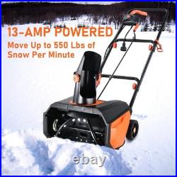 1600W 13-Amp Electric Snow Thrower Corded Snow Blower with Wheels Adjustable Chute