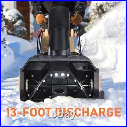 1600W 13-Amp Electric Snow Thrower Corded Snow Blower with Wheels Adjustable Chute