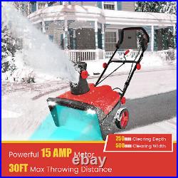 20 Electric Snow Thrower 120V 15Amp Snow Blower with180° Rotatable Chute 2 Lights