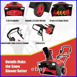 20 Electric Snow Thrower 120V 15Amp Snow Blower with180° Rotatable Chute 2 Lights