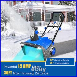 20 Electric Snow Thrower 15Amp Snow Clearing Machine with Rotatable Chute Blue