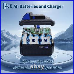 20V Cordless Electric Snow Blower Brushless Motor Clears 12inch W, 17-Ft Throw