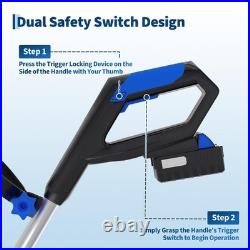 20V Cordless Electric Snow Blower Brushless Motor Clears 12inch W, 17-Ft Throw