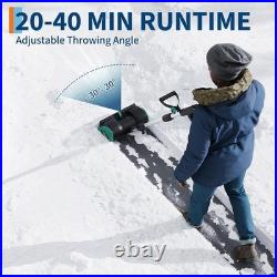 20V Cordless Snow Blower Brushless Motor Battery 12 Width 17 ft Throw Distance