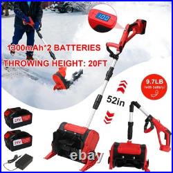 21V Cordless Snow Shovel 12 Foldable Battery Snow Blower + 2Battery&Charger