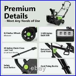 22 Electric Snow Thrower, 15-Amp 3000RPM Corded Snow Blower with 2 Wheels