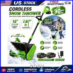 40V Cordless Snow Blower 13-Inch Width 2 Battery Charger Set Brushed Motor Paved
