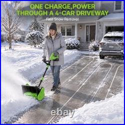40V Cordless Snow Blower 13-Inch Width 2 Battery Charger Set Brushed Motor Paved