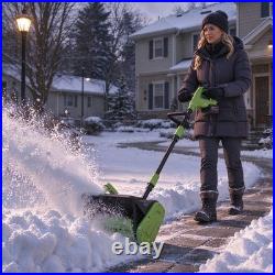 40V Cordless Snow Blower 13-Inch Width 2 Battery Charger Set Brushed Motor Paved