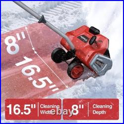 40V Electric Snow Shovel 16.5in Brushless Cordless with Wheels 2x5Ah Battery LED