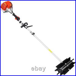 52CC 2-Stroke Gas Broom Sweeper 24 Nylon Brush 1700W for Snow Leaves EPA Red