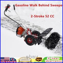 52CC Gas Power Walk Behind Snow Dirt Sweeper 2.5HP Broom Snow Shovel Cleaner US