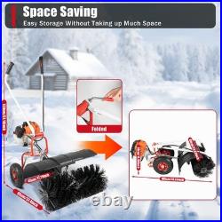 52CC Gas Power Walk Behind Snow Dirt Sweeper 2.5HP Broom Snow Shovel Cleaner US