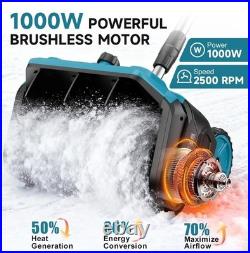 9000mAh Cordless Snow Shovel, 17 Brushless Electric Snow Blower Battery Powered