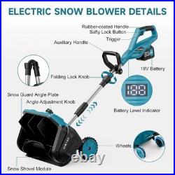 9000mAh Cordless Snow Shovel, 17 Brushless Electric Snow Blower Battery Powered