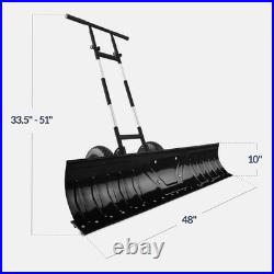 Best Choice Products 2-Wheel Snow Pusher Adjustable Handle Reflective Tape 48in