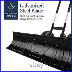 Best Choice Products 2-Wheel Snow Pusher Adjustable Handle Reflective Tape 48in