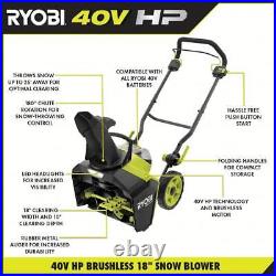 Cordless Electric Snow Blower 18 In Path 40V Brushless Single-Stage Tool-Only