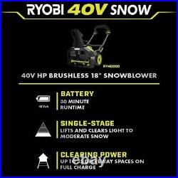 Cordless Electric Snow Blower 18 In Path 40V Brushless Single-Stage Tool-Only