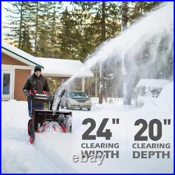 Cordless Electric Snow Blower, 24 Inch 80V Battery Powered Snow Thrower with LED