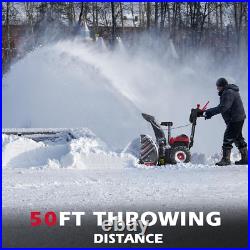 Cordless Electric Snow Blower, 24 Inch 80V Battery Powered Snow Thrower with LED