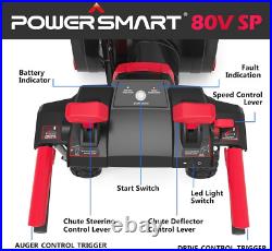 Cordless Electric Snow Blower, 24 Inch 80V Battery Powered Snow Thrower with LED