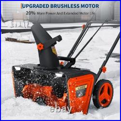Cordless Snow Blower Brushless Motor 20 Width 23 ft Throw Distance 180° Chute