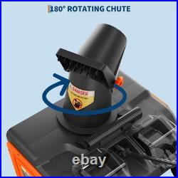 Cordless Snow Blower Brushless Motor 20 Width 23 ft Throw Distance 180° Chute