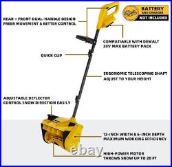 Cordless Snow Shovel, 12-Inch Width 6-Inch Depth, Compatible with Dewalt 20V MAX