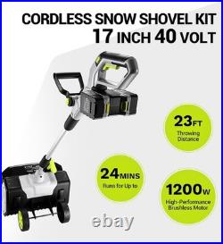 Cordless Snow Shovel DEKOPRO 40V17-Inch Cordless Snow Blower with 2x 20V Battery