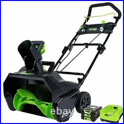 Cordless Snow Thrower Greenworks Pro 80V 20Inch 2Ah Battery Charger Included