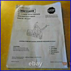 Craftsman, 42 2 Stage, Snow Thrower, Tractor Attachment, Model 486 24837, Sears, Nice