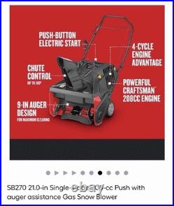 Craftsman SB270 Single Stage 21 in 208cc Gas Snow Blower Electric Start