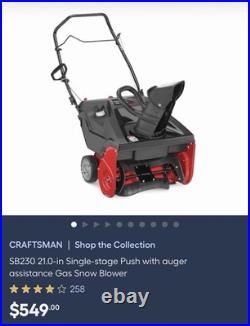 Craftsman Single Stage Snowblower