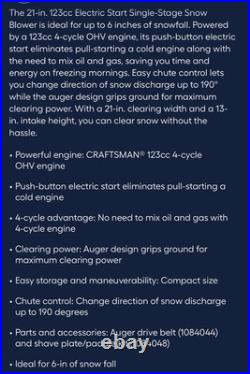 Craftsman Single Stage Snowblower