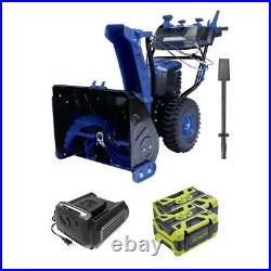 Dual-Stage Snow Blower 100-Volt 24 in. With 2 x 5.0 Ah Batteries and Charger