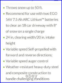EGO Power+ SNT2405 24 in. Self-Propelled 2-Stage Snow Blower