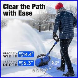 Electric Cordless Snow Shovel, 14.4-Inch 24V 5.0Ah Brushless, Cordless -blue