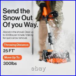 Electric Snow Shovel 20V 4Ah, Lightweight Snow Thrower, 10 Clearing, 25ft Throw