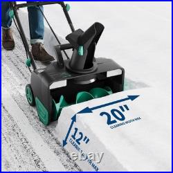 Electric Snow Thrower 20, 180° Rotating Chute & Dual LED Lights for Driveways