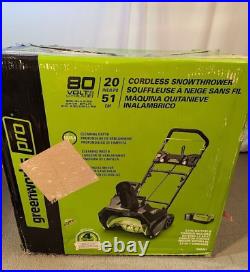 GreenWorks SNB401 Cordless SnowThrower 20'', BATTERY AND CHARGER NOT INCLUDED