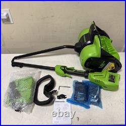 Greenworks 24V 12 Brushless Cordless Snow Shovel with LED Light, (2)4.0Ah Battery