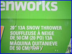 Greenworks 2600202 13A 20 Corded Electric Snow Thrower with Adjustable Handle New