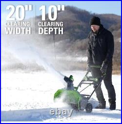 Greenworks 40V. 20 Brushless Cordless Snow Blower, Tool Only, Green