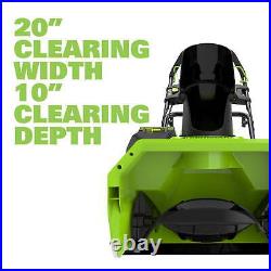 Greenworks 40V 20 Cordless Brushless Snow Blower+(1) 4.0 Ah Battery and Charger