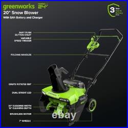 Greenworks 40V 20'' Snow Thrower 5Ah Battery