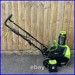 Greenworks 60V Lithium Max 20 in Cordless Snow Blower 2.0 Battery & Charger NEW
