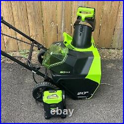 Greenworks 60V Lithium Max 20 in Cordless Snow Blower 2.0 Battery & Charger NEW