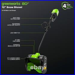 Greenworks 80V 12 Brushless Cordless Snow Shovel 2.0Ah Battery & Charger 80 V